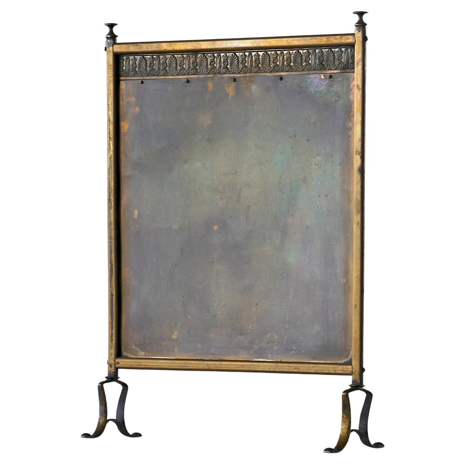 Fire Screen in Patinated Brass Late 19th Century For Sale