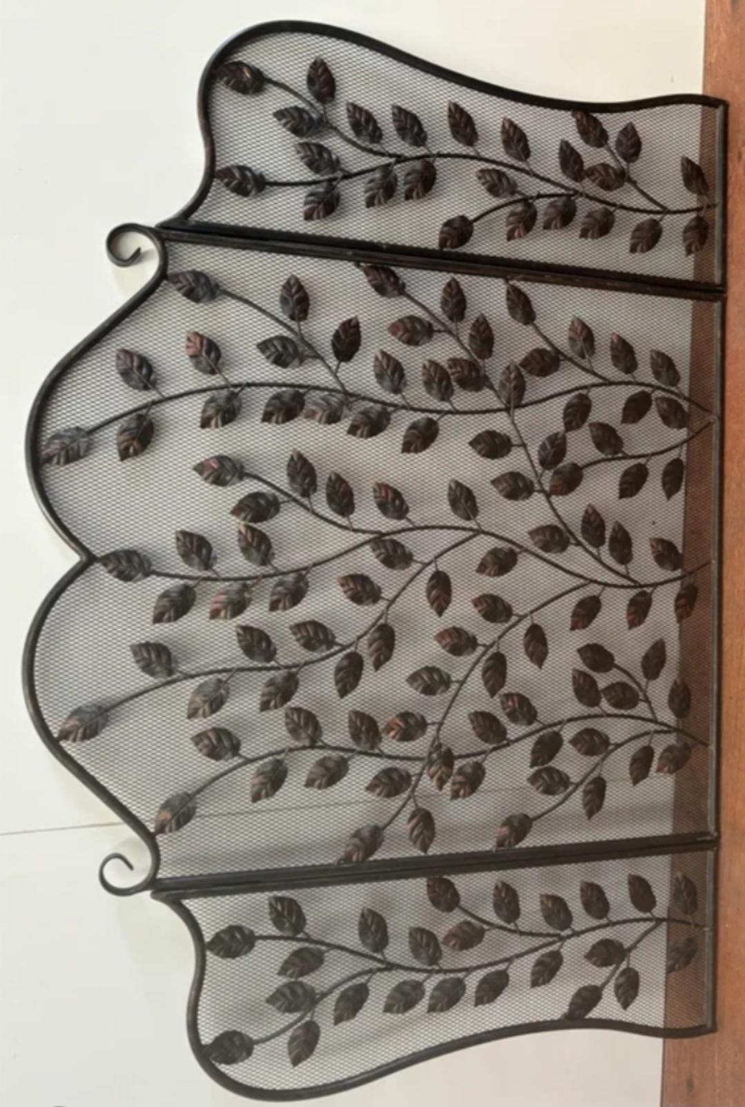 Fireplace Screen  Iron With Leaves Spain, Mid 20th Century 1