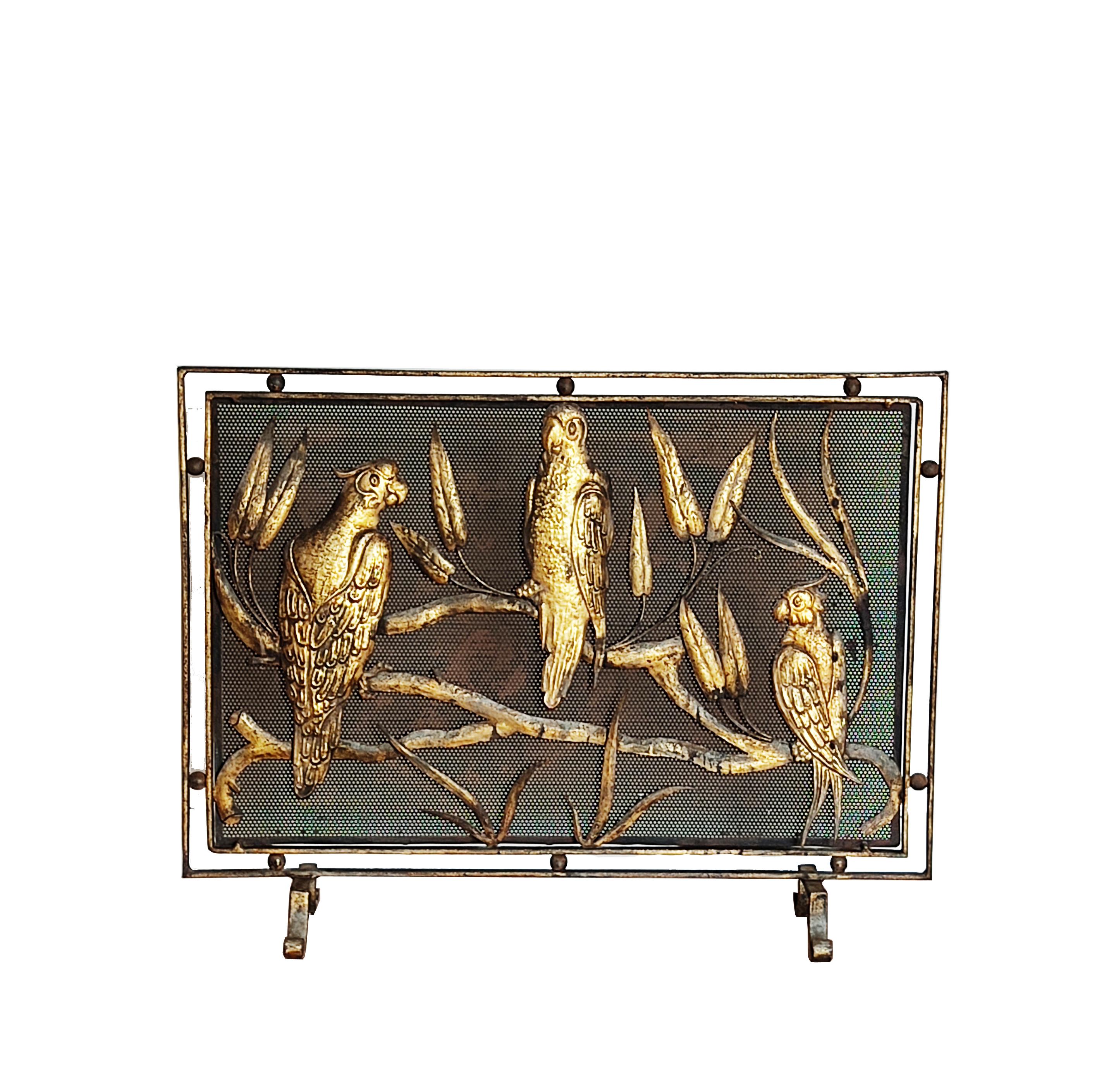 Fire Screen Wrought Iron Whit Parrots The Jungle Exotic, Spain  4