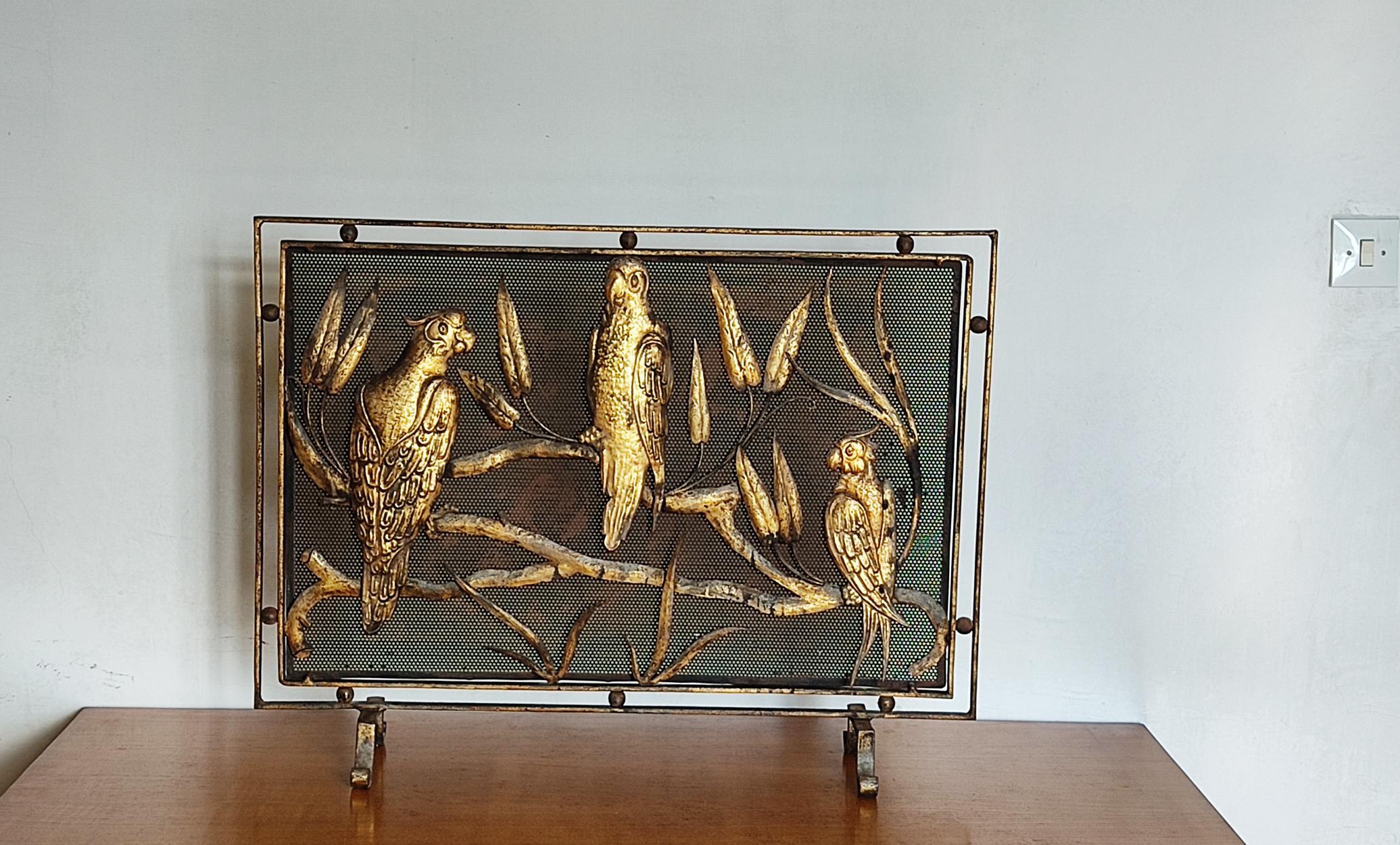 Fire Screen Wrought Iron Whit Parrots The Jungle Exotic, Spain  5