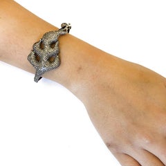 Feuerförmiges Pave-Diamant-Armband aus 18 Karat Gelbgold und Silber