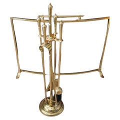 Kaminbesteck und Raumteiler aus Messing oder Bronze, modernistischer Stil, Frankreich, 20. Jahrhundert