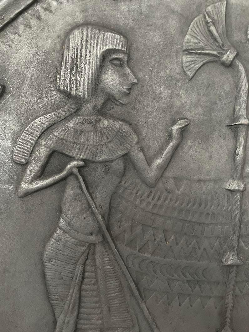 French Fireback Adorned with an Egyptian-Inspired Low-Relief For Sale