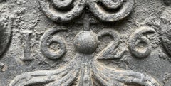Fireback Dated 1626 Representing a Cruciferous Orb Framed by Two Angels