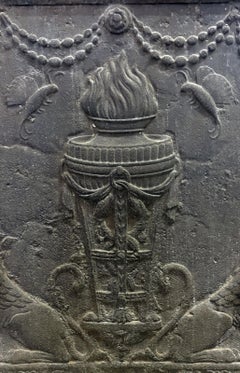 Fireback Depicting a Vase with Fire Framed by Two Chimeras, 19th Century