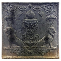 Fireback Depicting a Vase with Fire Framed by Two Chimeras, 19th Century