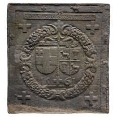 Fireback from 1561 with the Alliance Arms of Jacques De Tige and Blanche De Vill