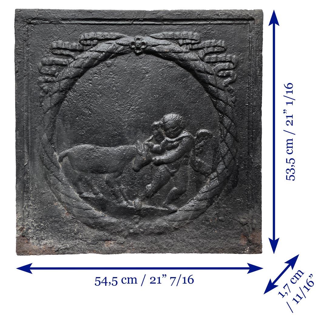 18th Century and Earlier Fireback from the 18th Century Featuring a Love Playing with a Goat For Sale