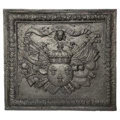 Fireback with the France Coat of Arms and Louis XIV's Mascaron and Motto