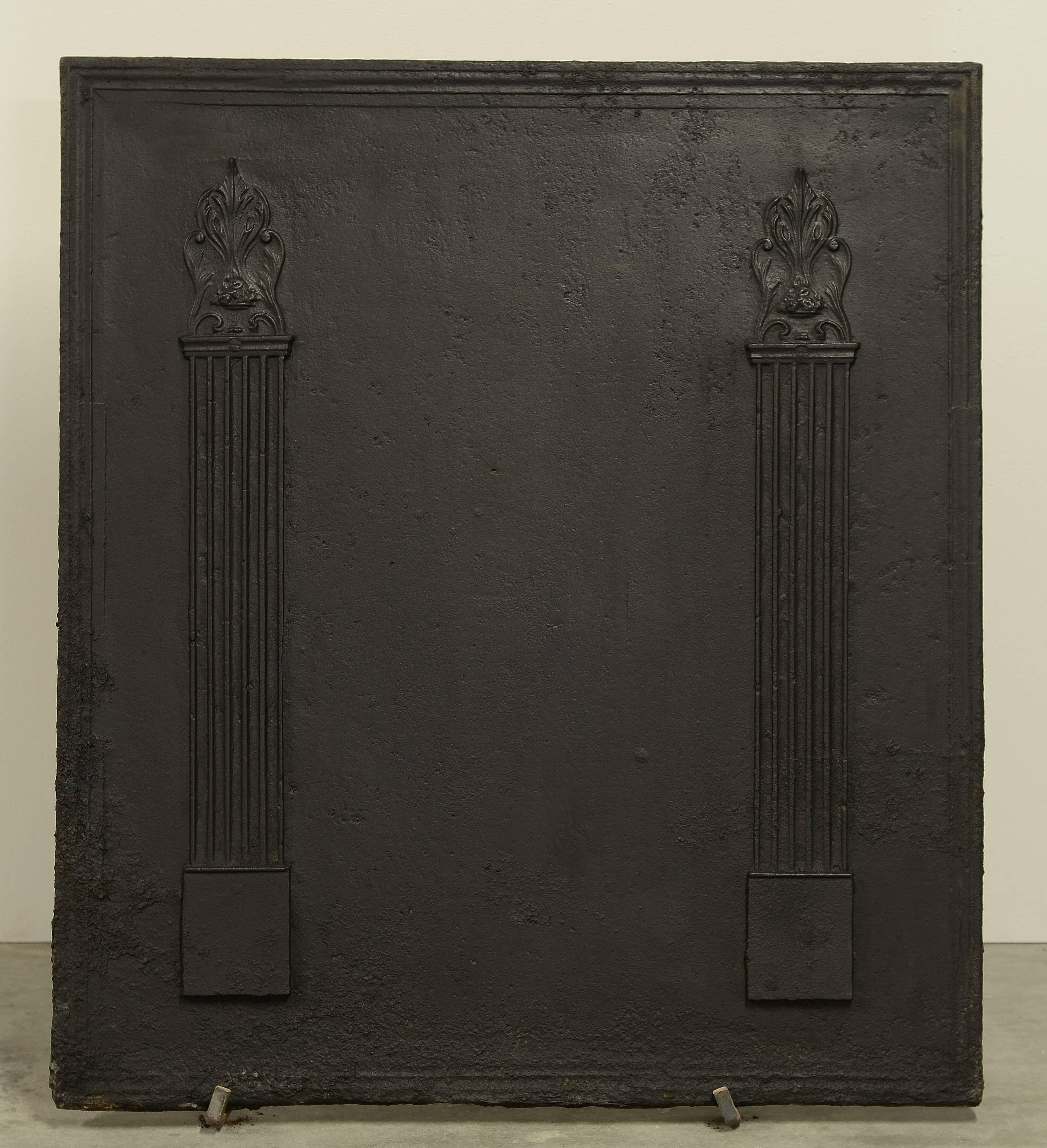Cast Fireback with Two Large Pillars For Sale