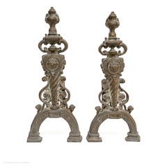 Firedogs Pair Gilt Bronze Neoclassical Italian