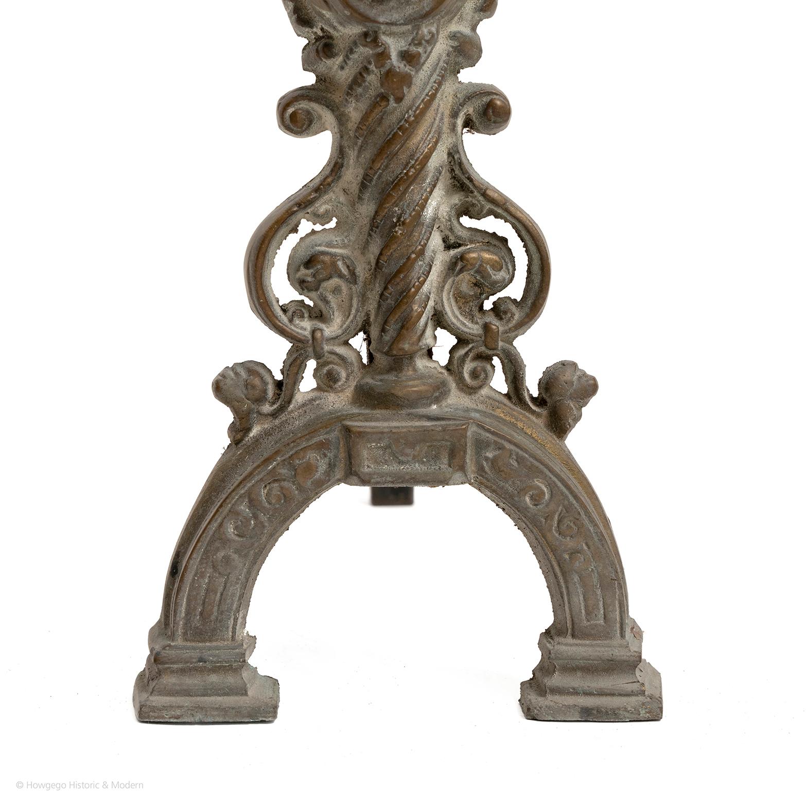 Firedogs Pair Gilt Bronze Neoclassical Italian For Sale 1