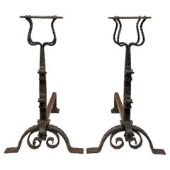 Par de copas de hierro forjado Firedogs Ripple Scroll Baroque 54cm 21" de altura