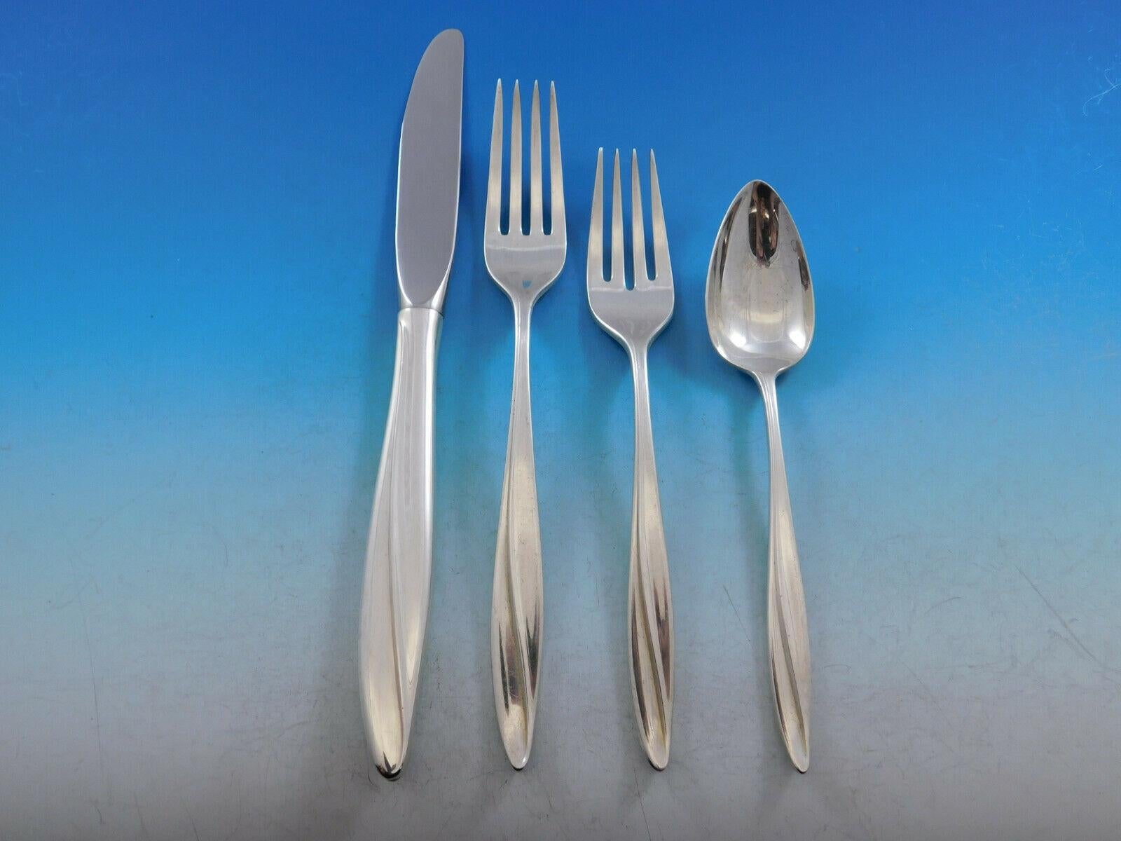Mid-Century Modern firelight by Gorham circa 1959 sterling silver flatware set - 65 pieces. This set includes:

12 knives, 9