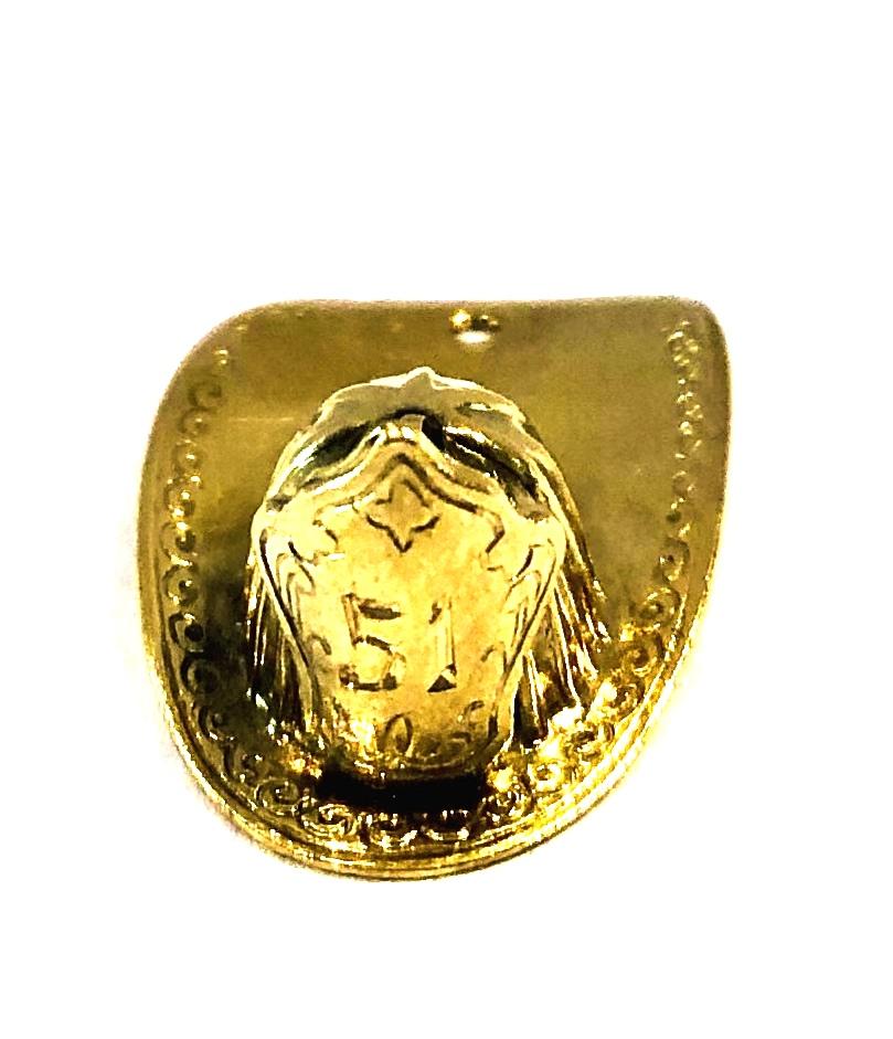 Fireman Helmet 51st Squadron Gold Charm Pendant In Good Condition For Sale In Palm Beach, FL