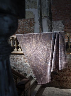 Geometric Contemporary Italian Grey Modern Wool Silk Rug - Firenze Blu Notte