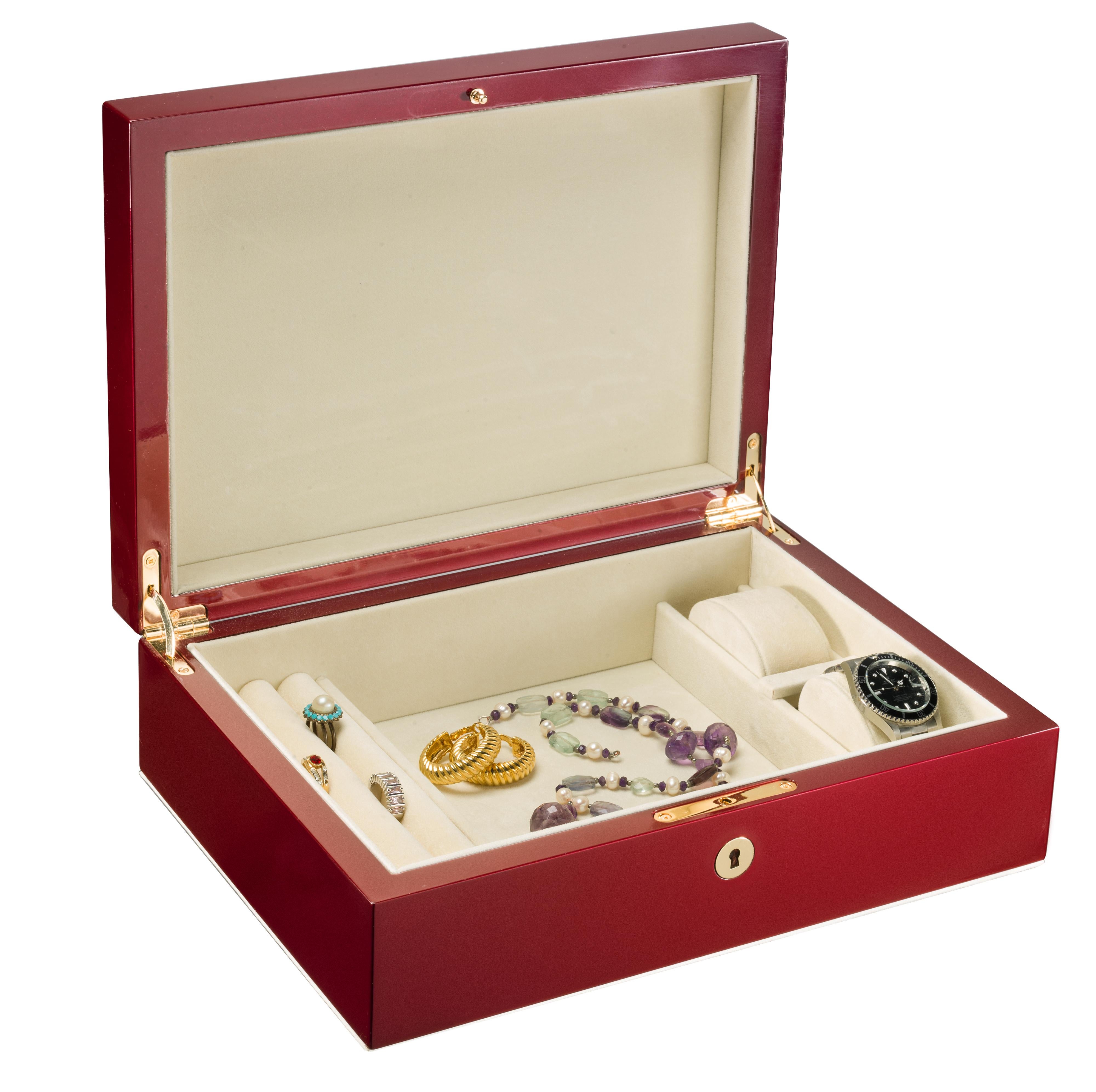 Brushed Firenze Ruby Jewerly Box For Sale