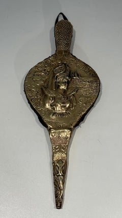 Fireplace Bellows in Embossed Brass Representing a Woman