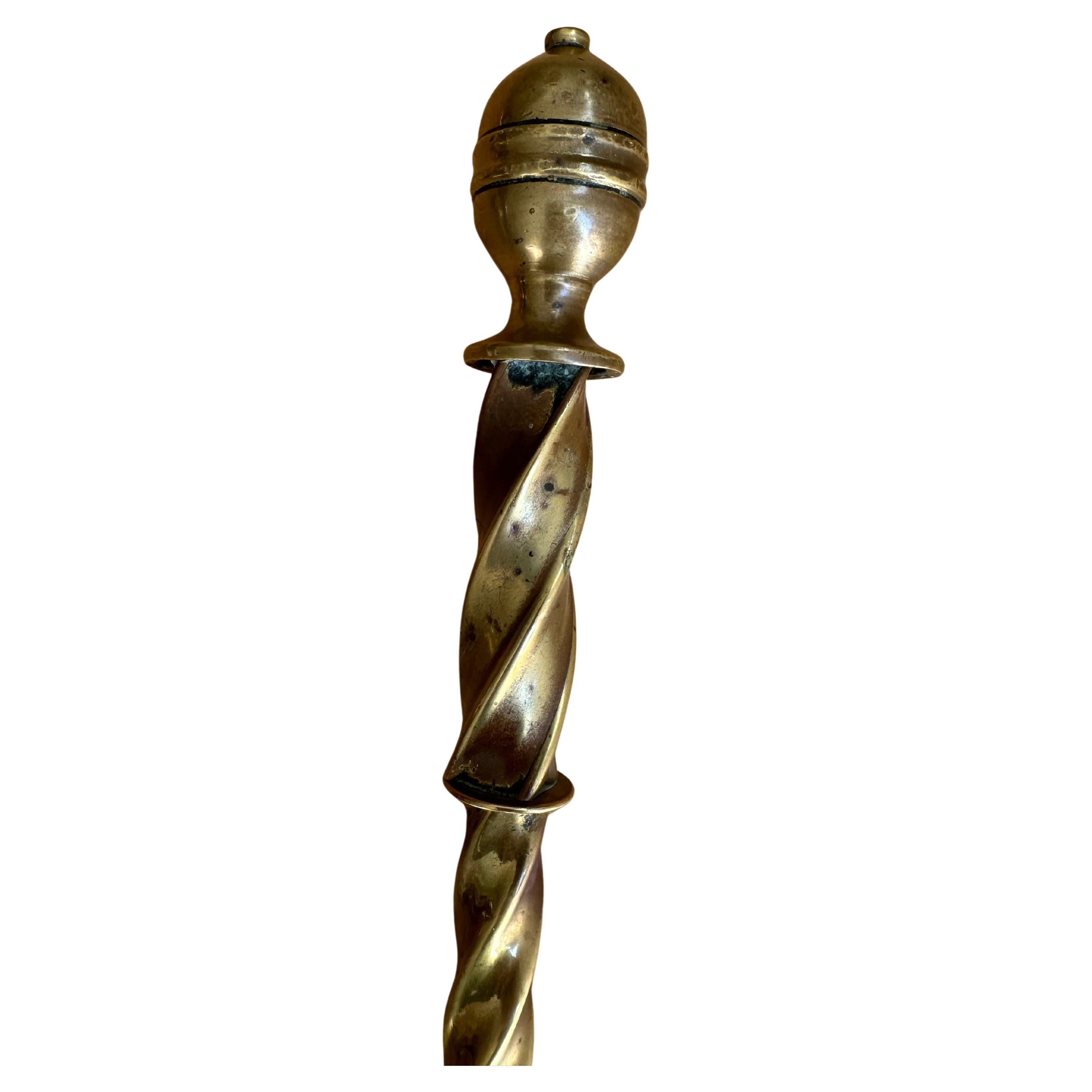 Brass Fireplace Companion Set - 19th Century Decorative Hearth Tools For Sale