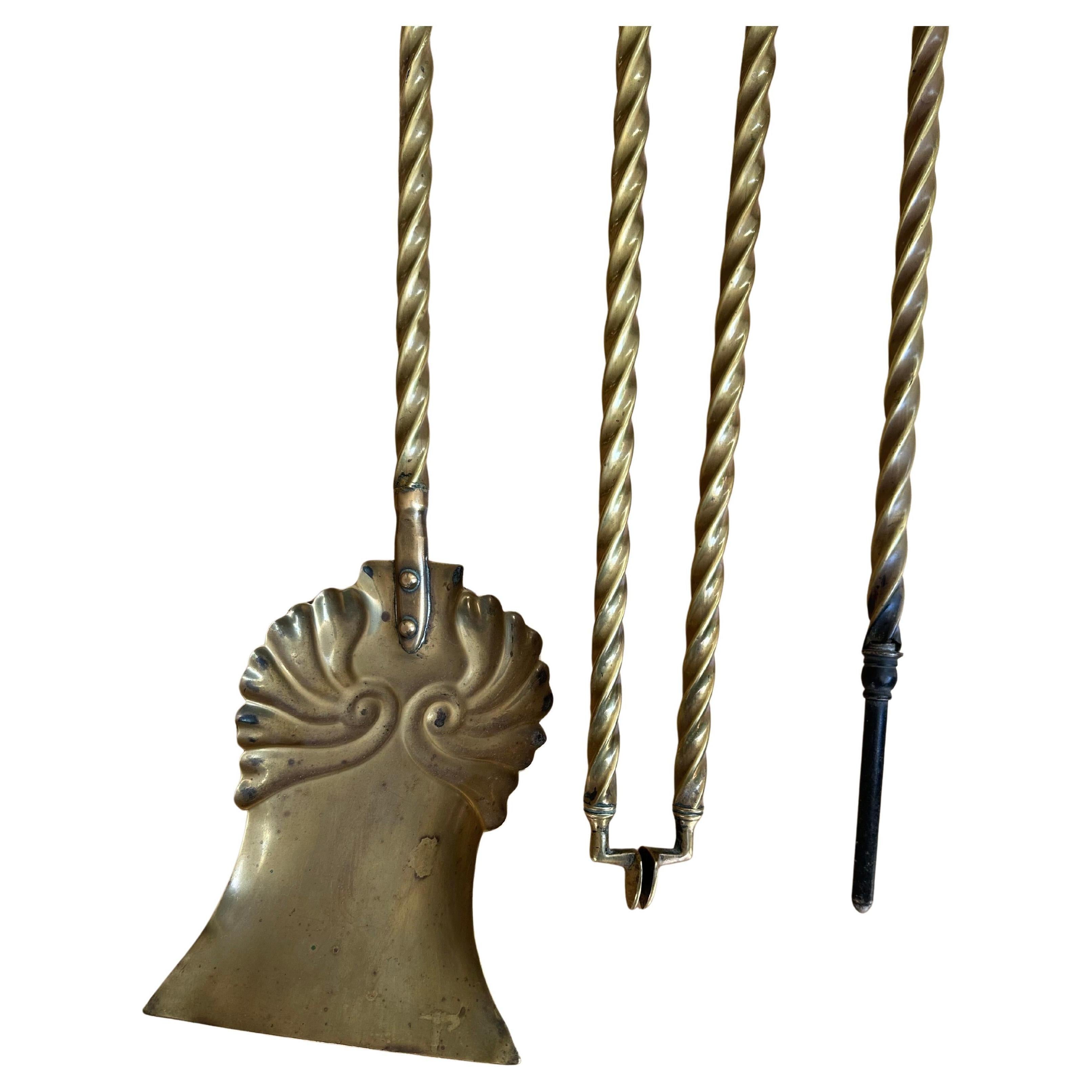 Fireplace Companion Set - 19th Century Decorative Hearth Tools For Sale 2