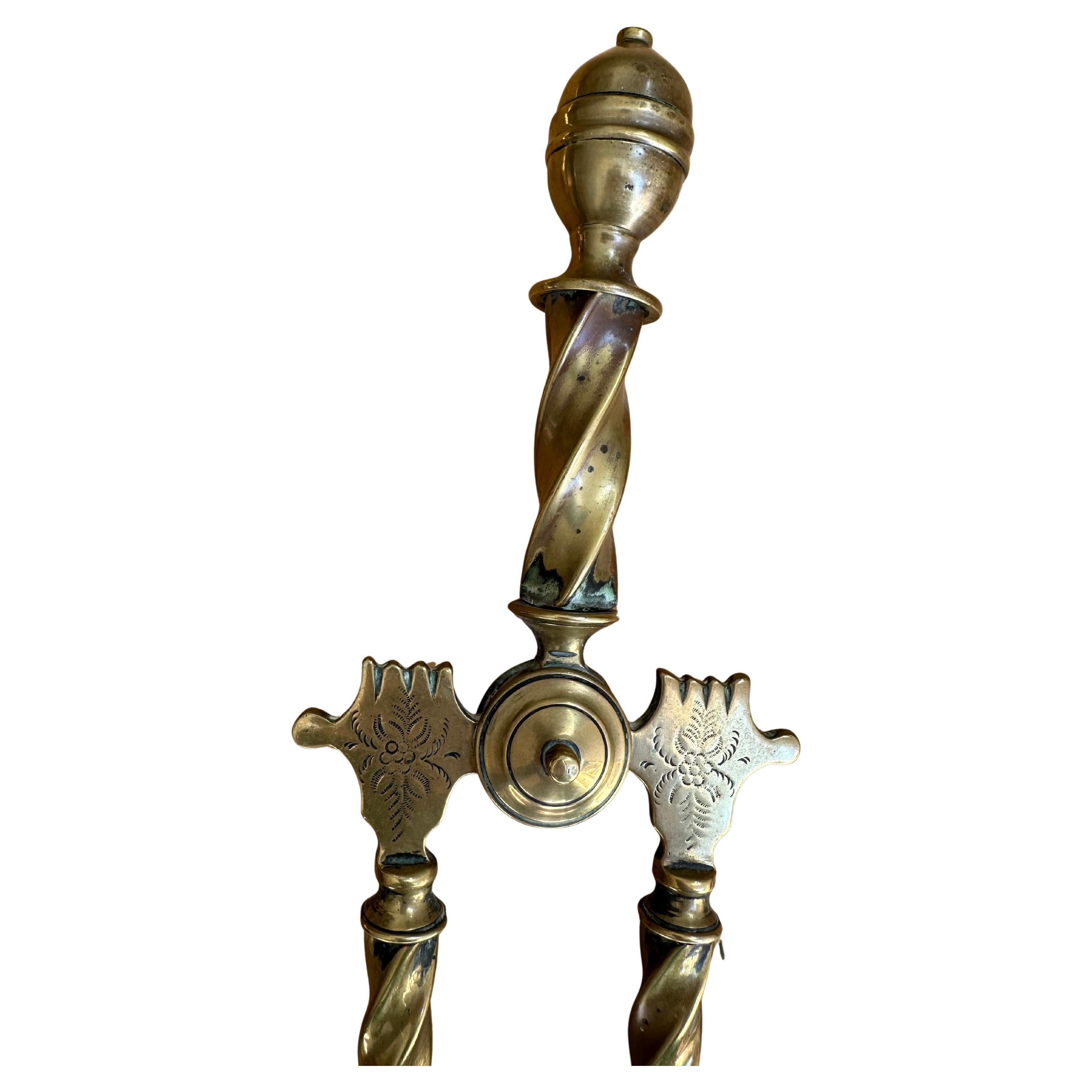 Fireplace Companion Set - 19th Century Decorative Hearth Tools For Sale 4