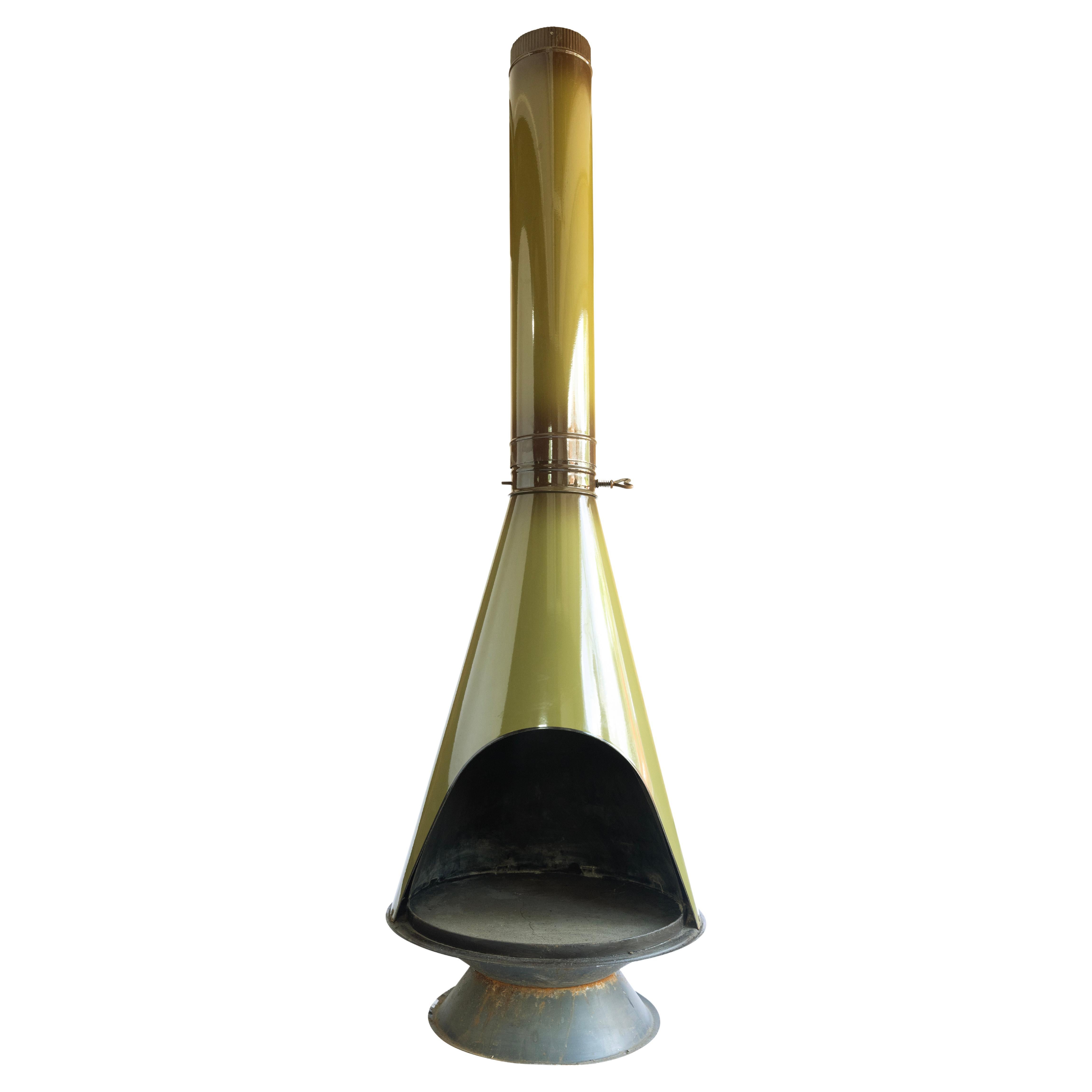 Fireplace, free standing, wood or gas, Green Brown Lancer, circa 1970 For Sale