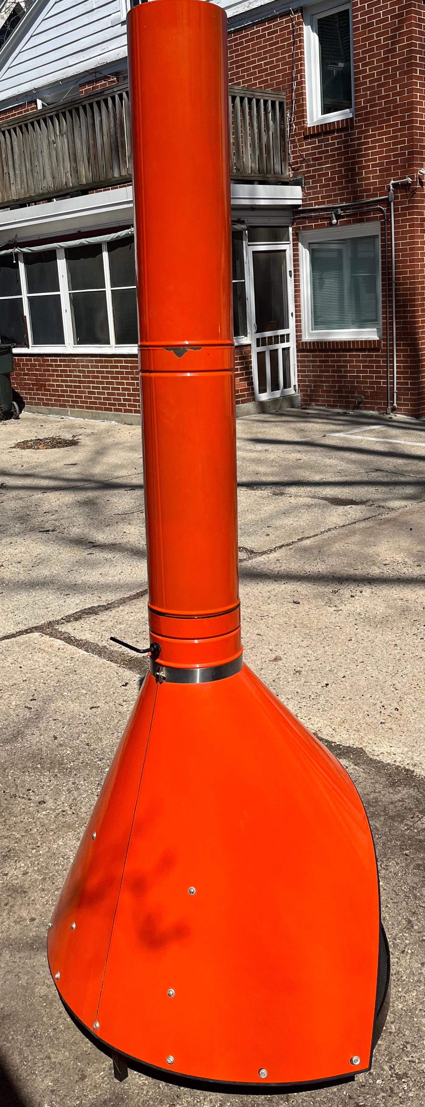 Mid-Century Modern Fireplace, free standing, Wood or Gas, Preway brand, Gloss Orange, circa 1970 For Sale