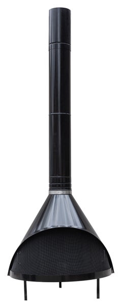 Fireplace freestanding by Preway, burns wood or gas, original gloss black color