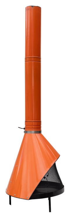 Chimenea independiente de Preway, quema leña o gas, color naranja brillante original