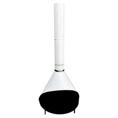 Fireplace freestanding by Preway, burns wood or gas, original gloss white color