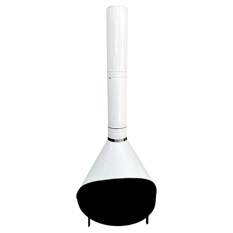 Fireplace freestanding by Preway, burns wood or gas, original gloss white color For Sale