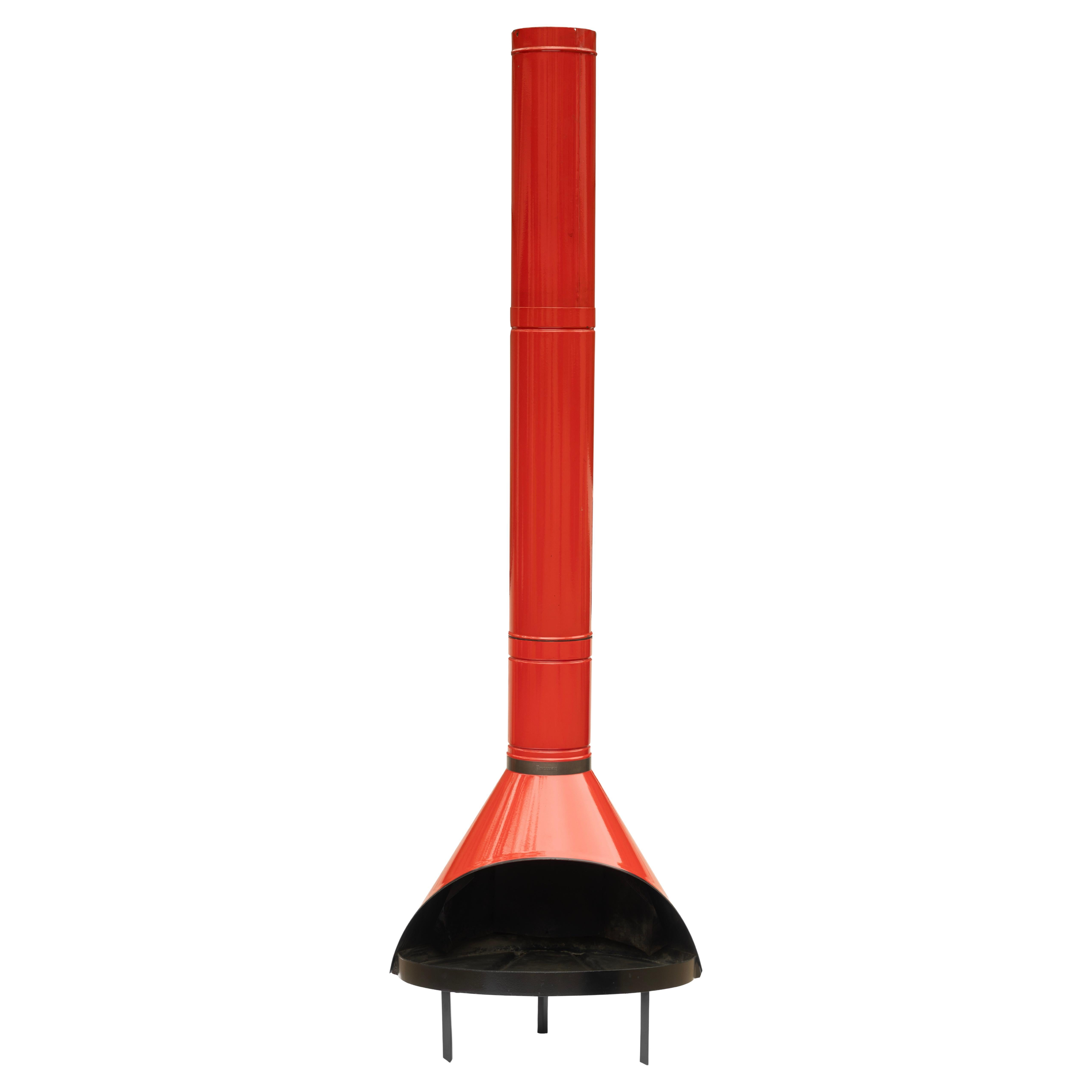 Fireplace Freestanding gas or wood, by Preway Mfg, Red Capri Brand, circa 1970. in vendita
