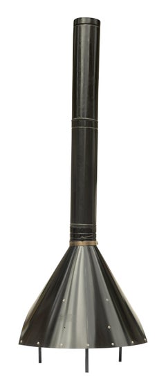 Fireplace, freestanding, mid-century. Preway mfg. Burns wood, gas. Gloss Black.