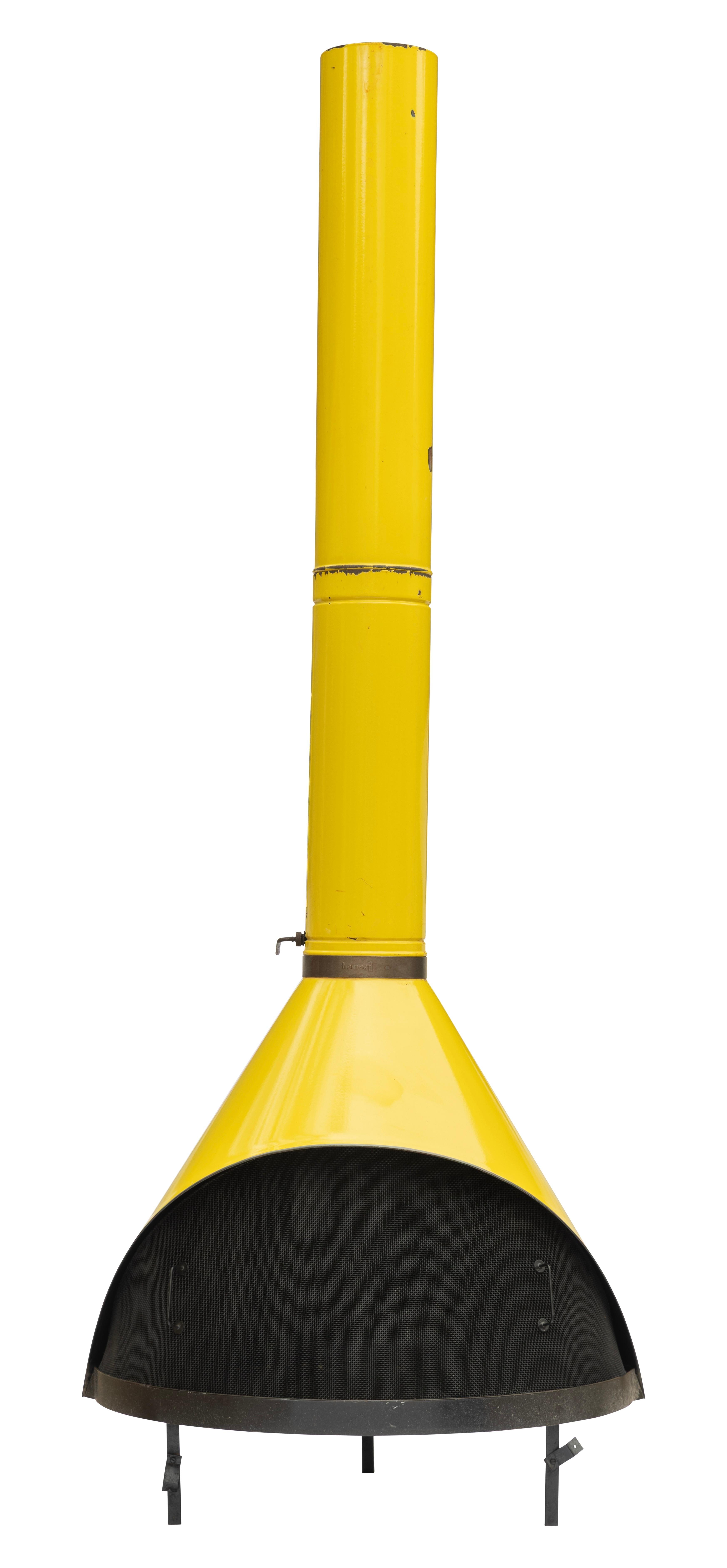 Kamin, freistehend, Preway Mfg., Mitte des Jahrhunderts, Holz oder Gas, Sunshine Yellow (Emailliert) im Angebot