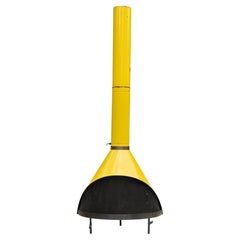 Fireplace, freestanding, Preway Mfg., mid-century wood or gas in Sunshine Yellow