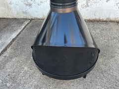 Camino, a libera installazione, a legna o a gas, marca Preway, nero lucido, circa anni '70