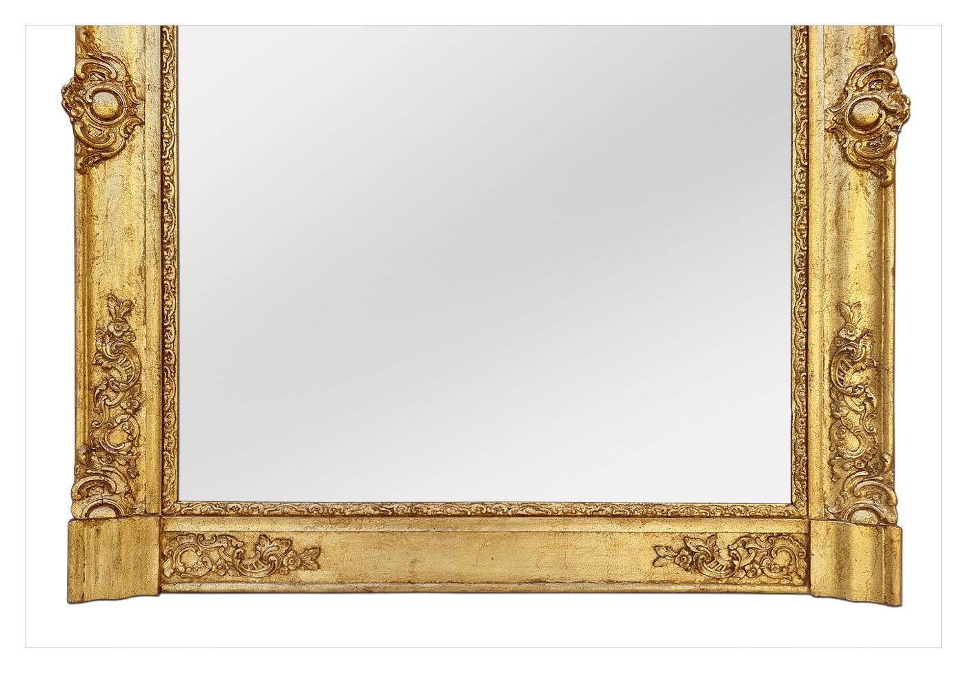 Early 19th Century Fireplace Giltwood Mirror, French Restoration Period, circa 1820 For Sale