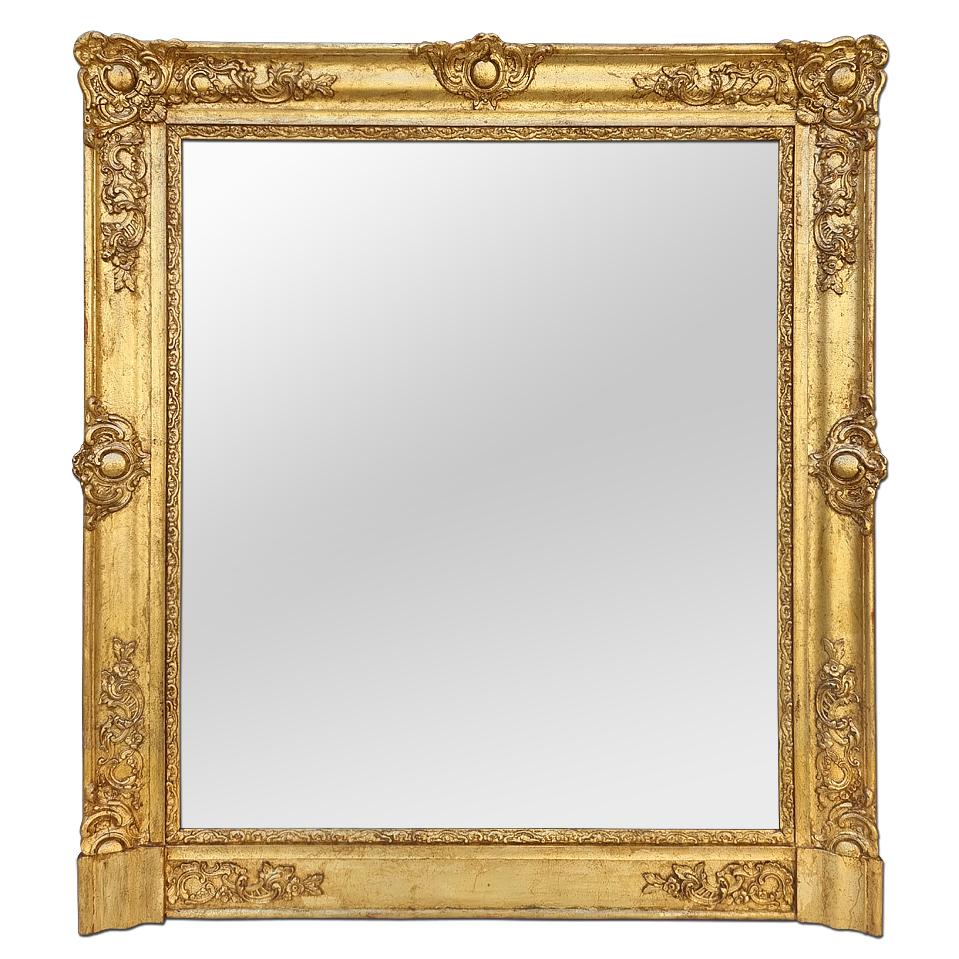 Fireplace Giltwood Mirror, French Restoration Period, circa 1820 For Sale