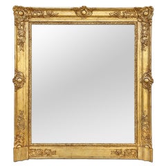 Antique Fireplace Giltwood Mirror, French Restoration Period, circa 1820