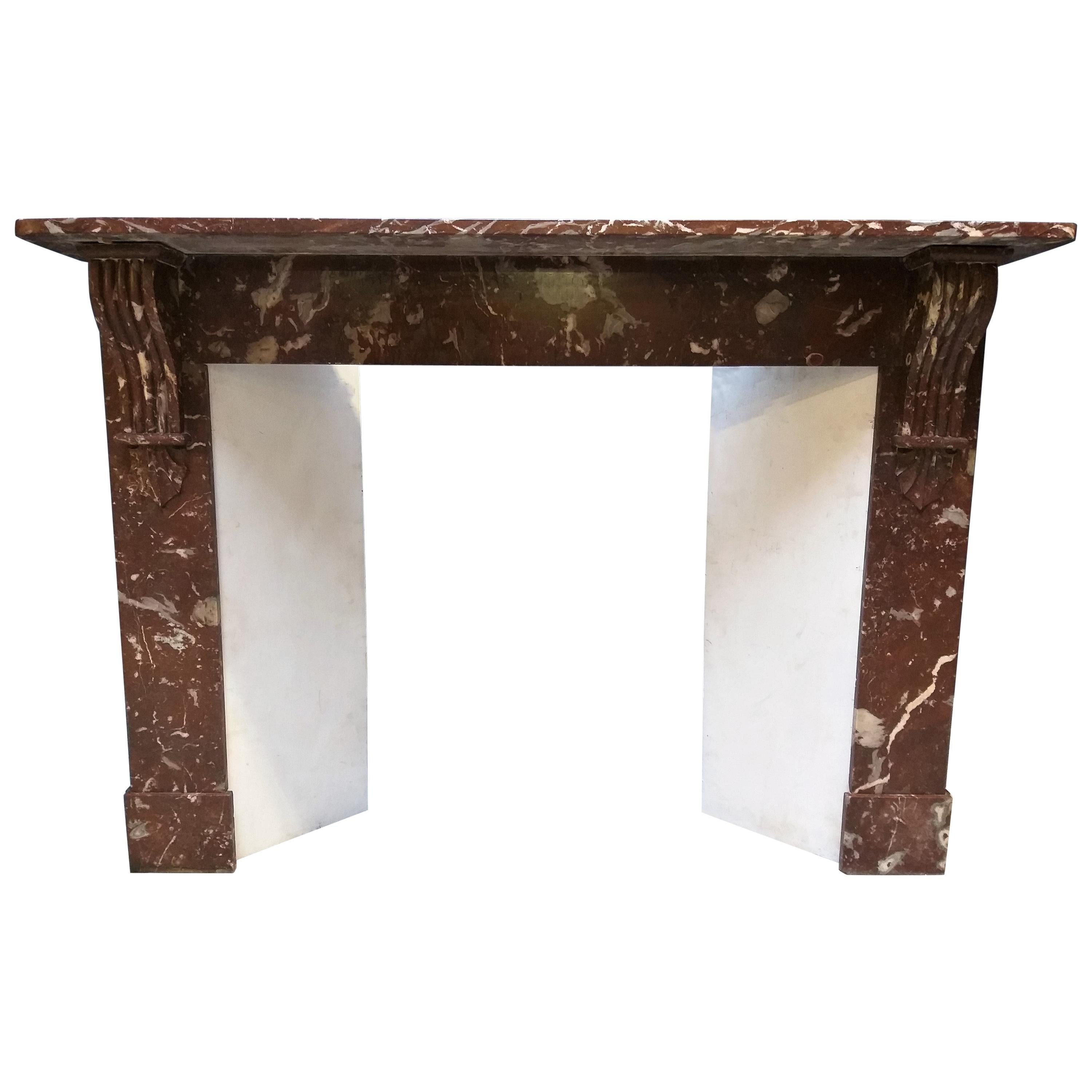 Fireplace in Dark Brown-Red Marble, Belle Epoque For Sale