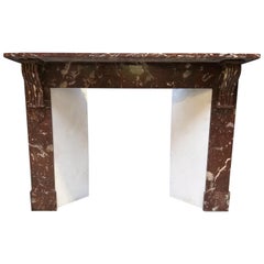 Fireplace in Dark Brown-Red Marble, Belle Epoque
