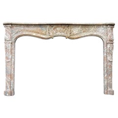 Fireplace in Grey Marble of the Ardennes Louis XV Style Early Xixth Century