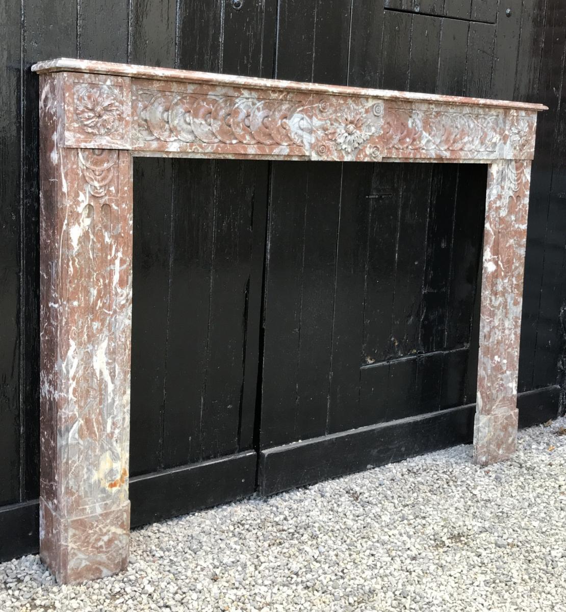 18th Century Fireplace in Red Rance Marble, Louis XVI