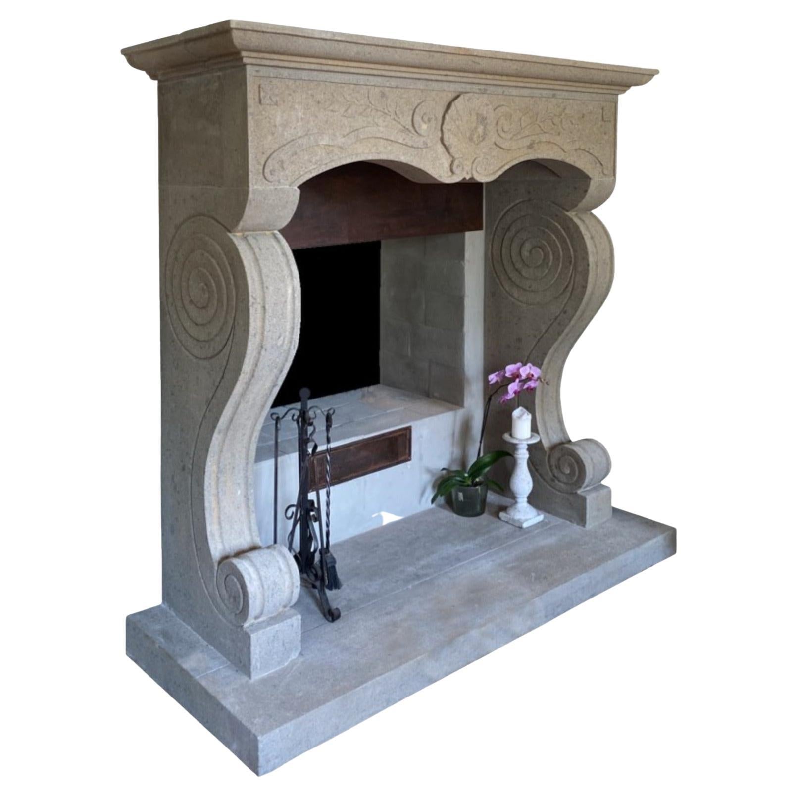 Fireplace in Volcanic Stone Peperino Laziale 'Italy' 20th Century For Sale