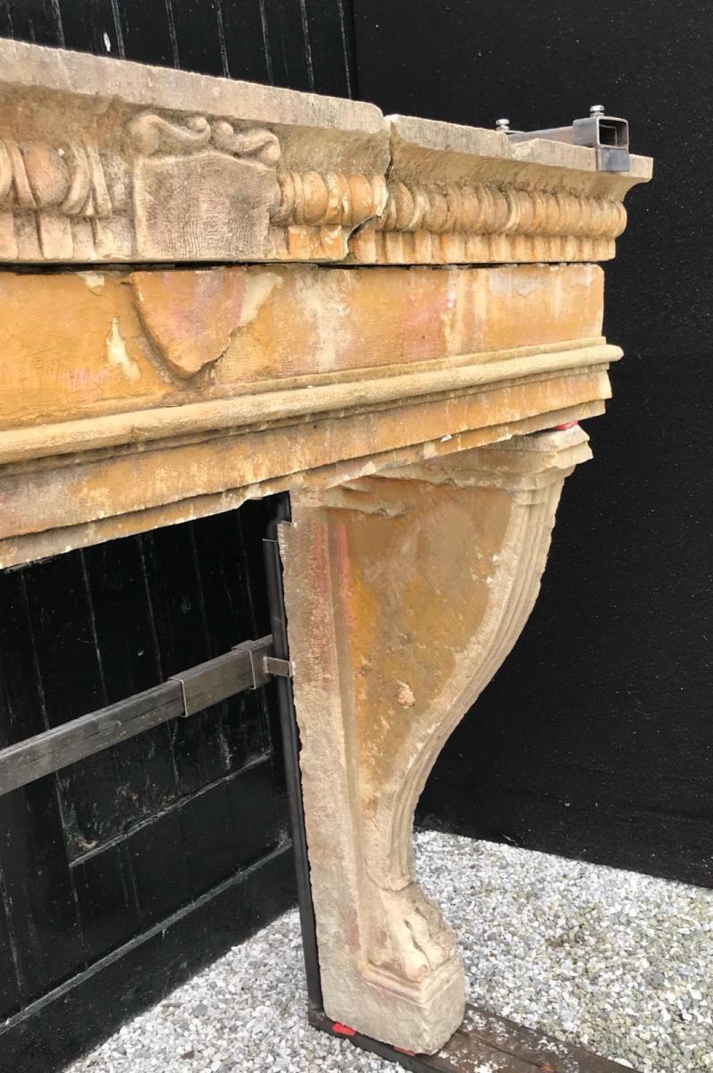Marble Fireplace Limon Stone, Italy Eighteenth Century For Sale