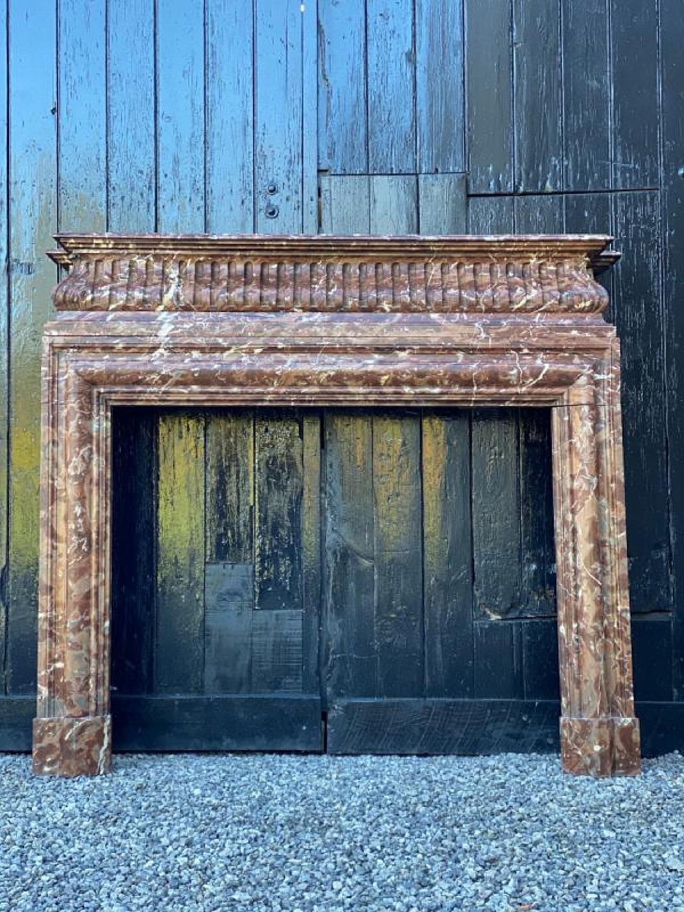 Belgian Fireplace Louis XVI Style in Brown Marble