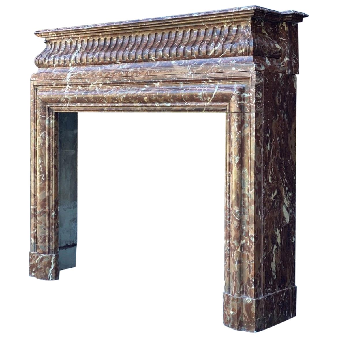Fireplace Louis XVI Style in Brown Marble