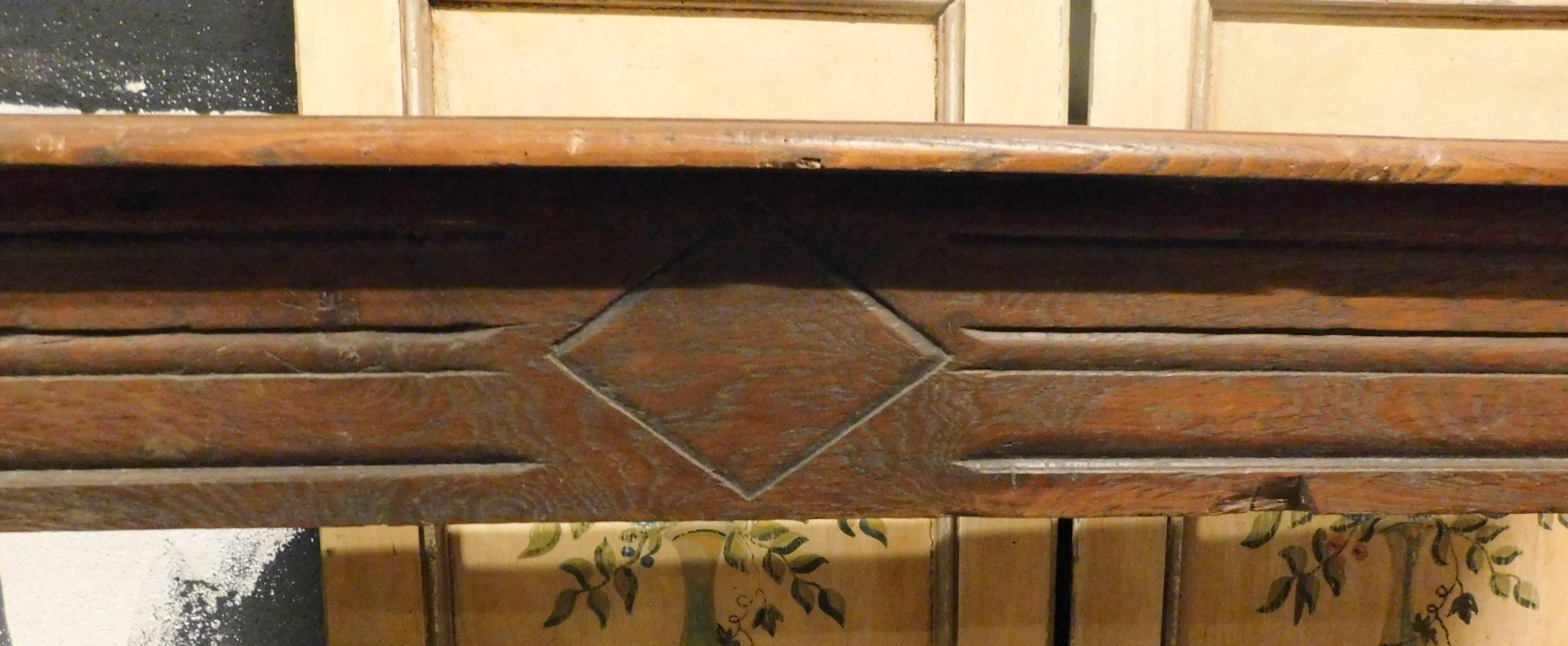 Hand-Carved Fireplace Mantel Frame Carved in Oak, 19th Century, France