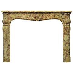 Amazing Breche D' Allepe Marble Fireplace Mantel, Louis XV-XVI Style