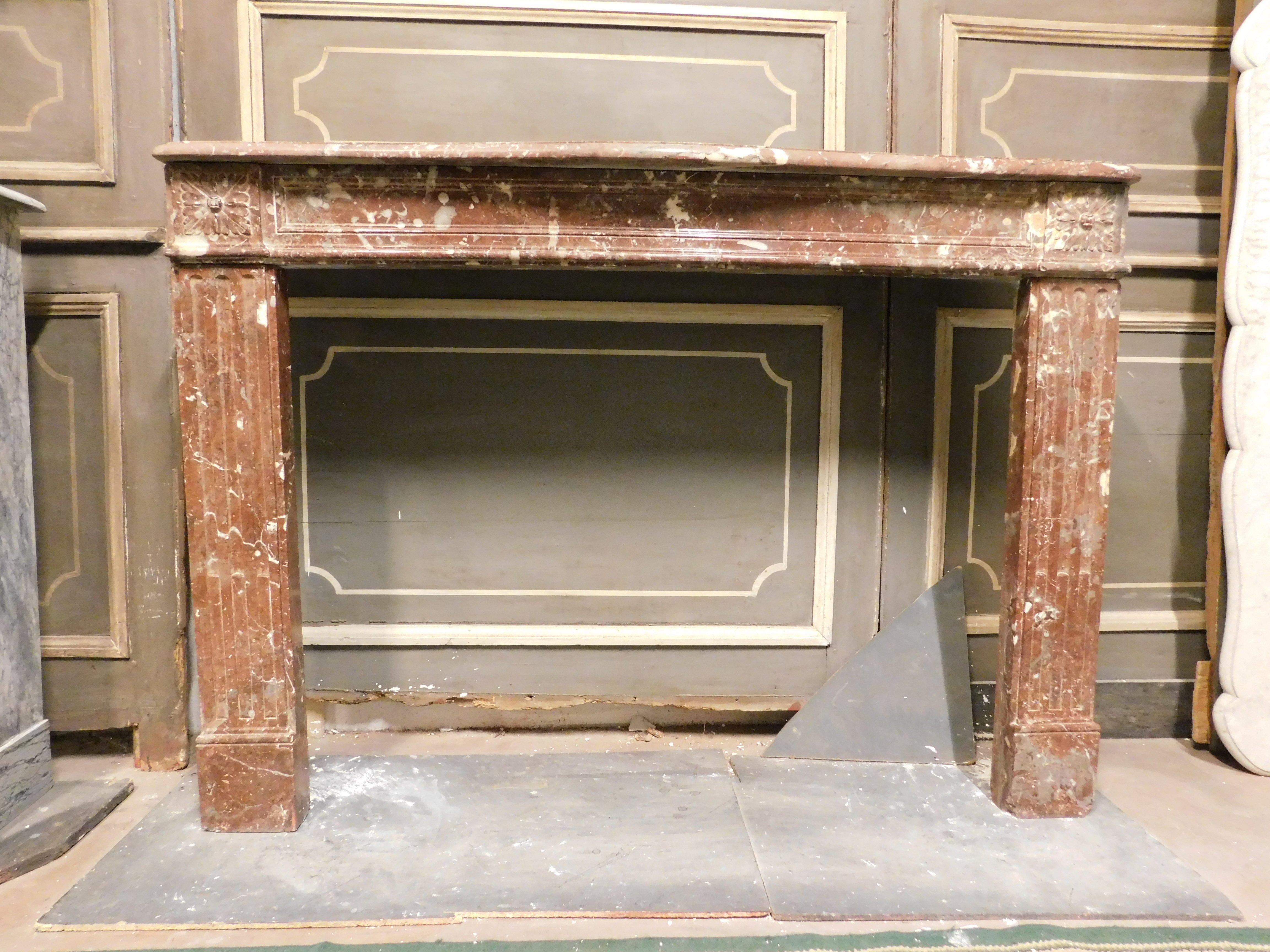 red marble fireplace